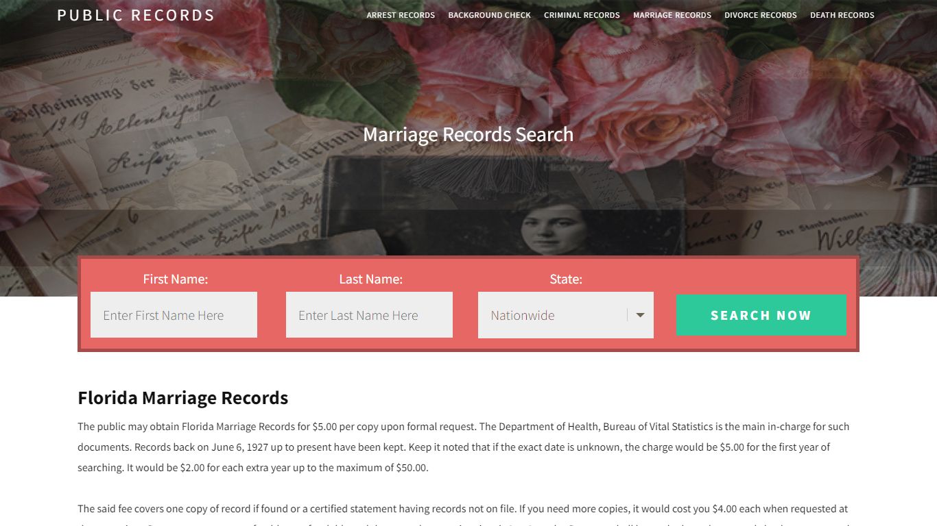 Florida Marriage Records | Enter Name and Search. 14Days Free